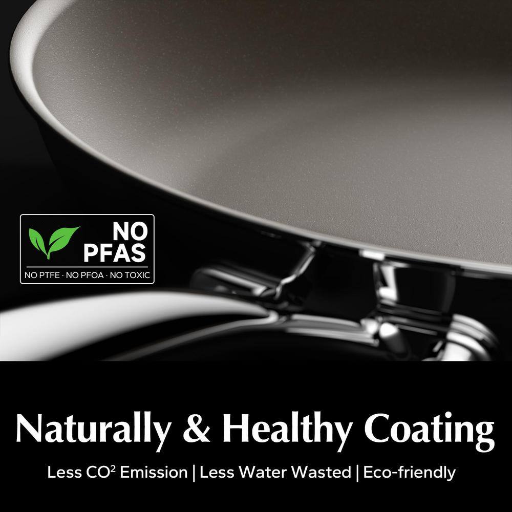 11.5 in. Stainless Steel Titanium Ceramic Nonstick Coating Frying Pan with Stainless Steel Stay Cool Ergonomical Handle - Hercitys