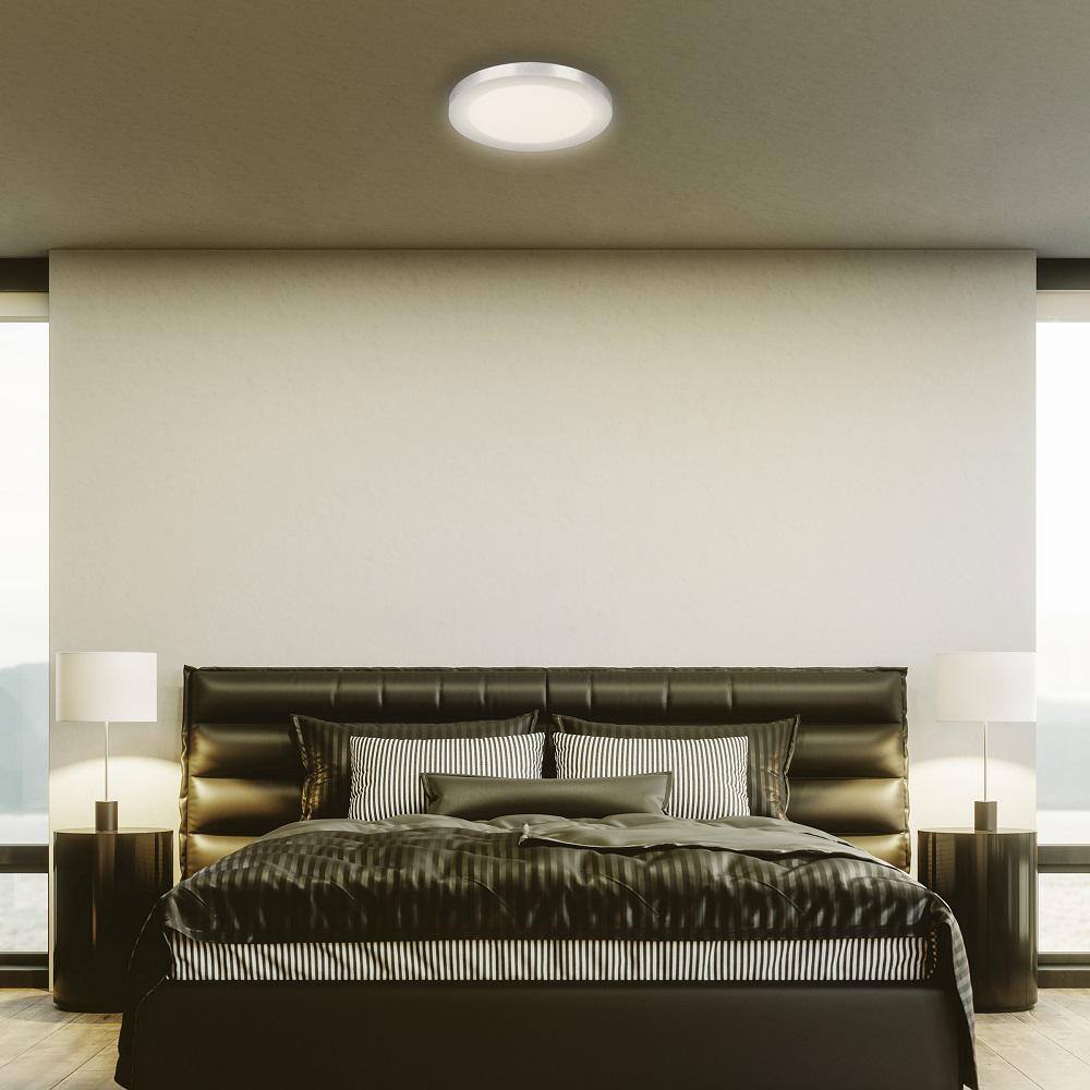 13 in. Dimmable Nickel Integrated Color Selectable LED Color Edge-Lit Round Flat Panel Ceiling Flush Mount (4-Pack) - Hercitys