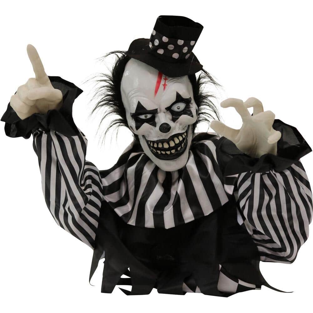 20 in. Battery Operated Poseable Groundbreaker Clown with Red LED Eyes Halloween Prop - Hercitys