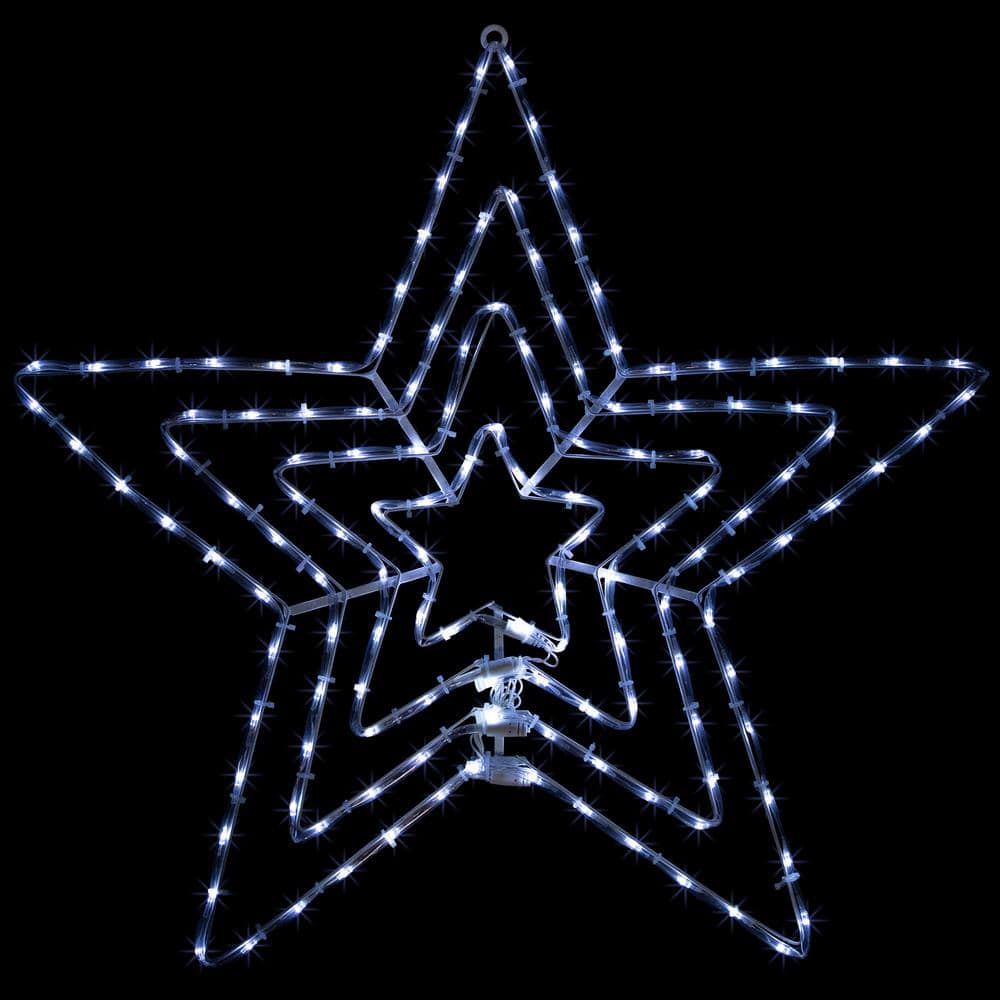 24 in. LED Lighted Layered Stars 8 Function Christmas Window Silhouette - Hercitys