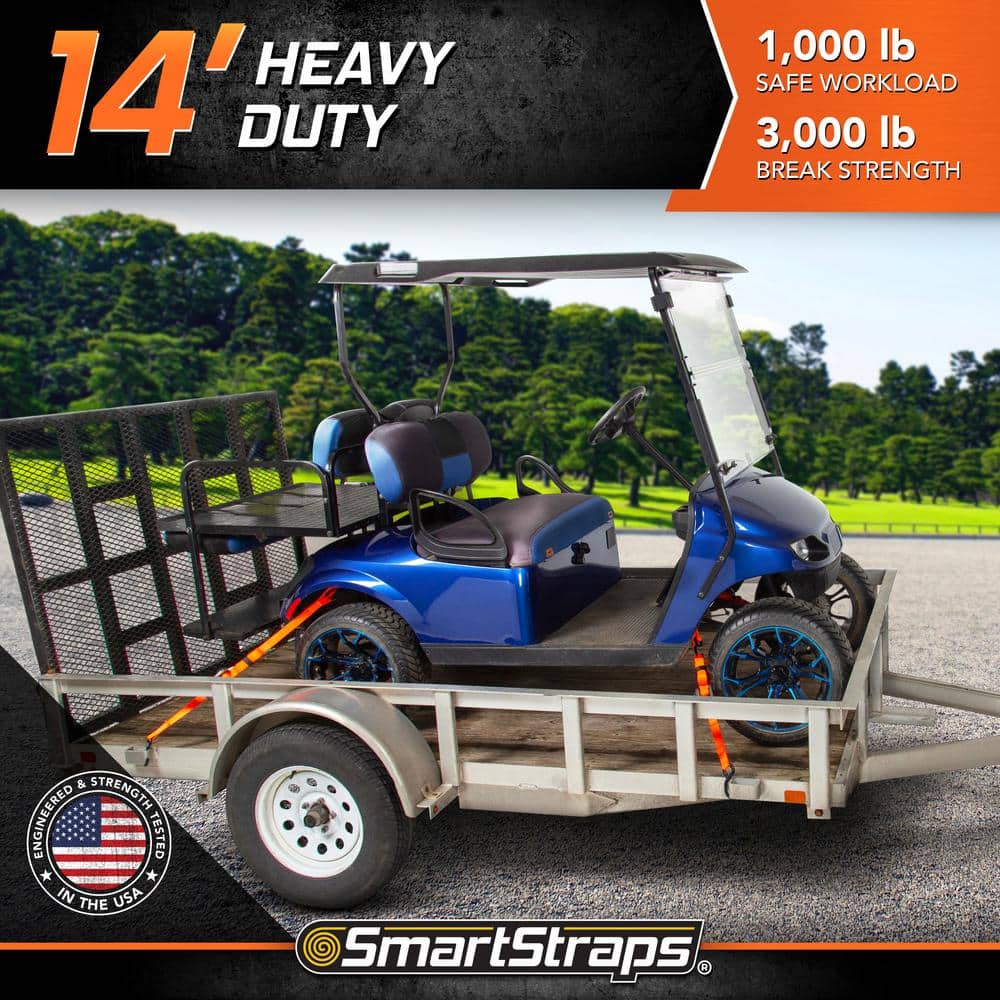 14 ft. Orange CarbonX Ratchet Tie Down Straps with 1,000 lb. Safe Work Load – 4 pack - Hercitys