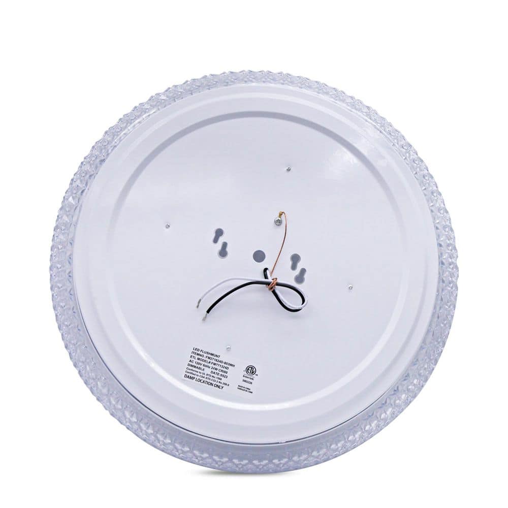 16 in. Faux Crystal Acrylic Shade Light Fixture with Adjustable CCT 3000K/4000K/5000K Dimmable Flush Mount Light Fixture - Hercitys