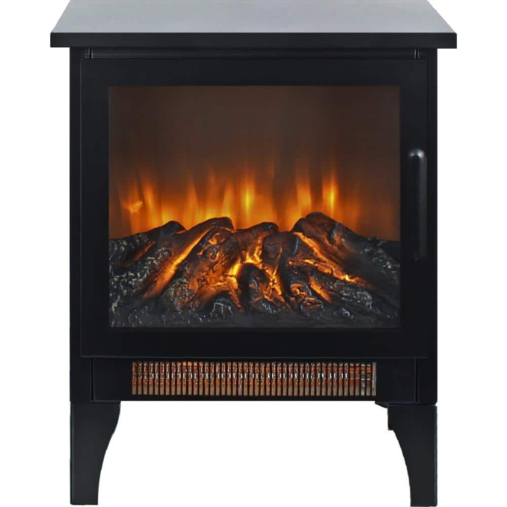 14 in. W Freestanding Infrared Electric Fireplace in Black with 3D Flame - Hercitys