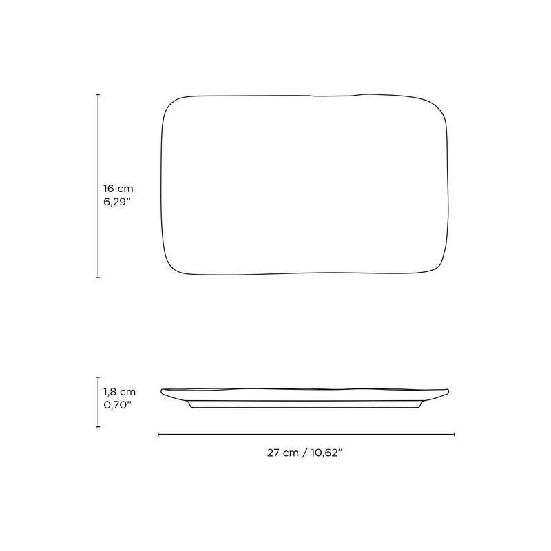 10.63 in. Oceano Dark Blue Stoneware Rectangular Platter Medium Juta (Set of 4) - Hercitys