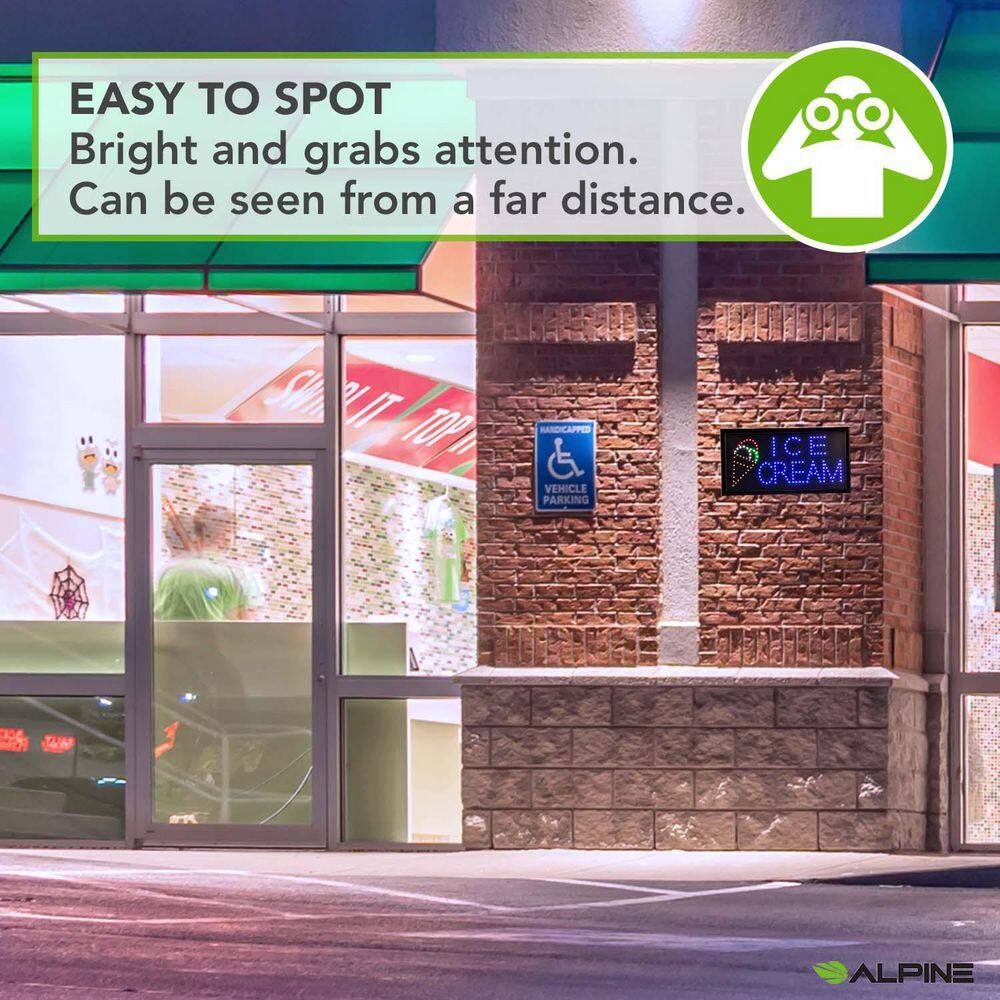 19 in. x 10 in. LED Rectangular Ice Cream Sign with 2 Display Modes - Hercitys