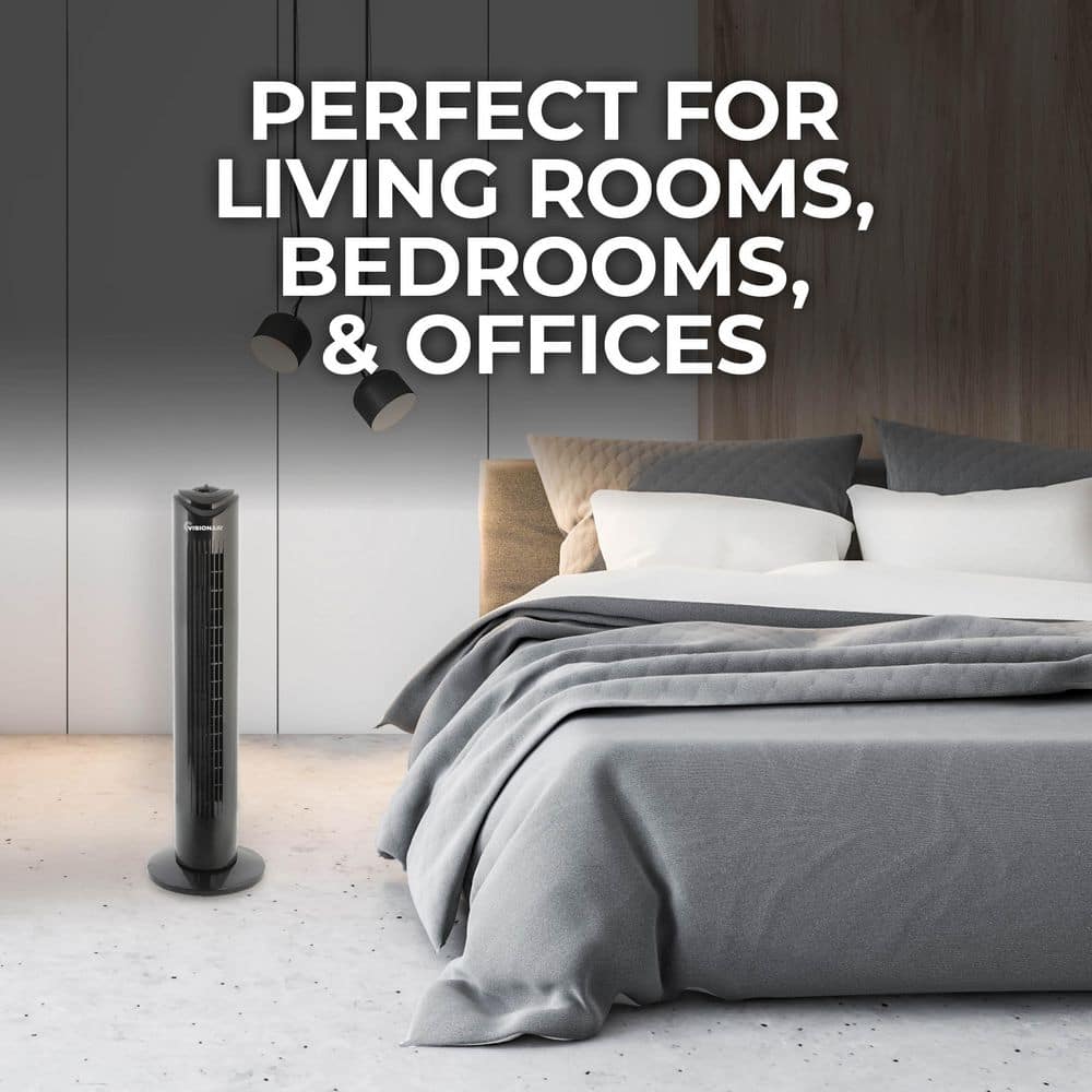 29 in. 3 Fan Speeds Oscillating Tower Fan in Black - Hercitys