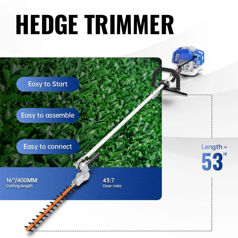 26 cc 2-Stroke Gas String Trimmer Full Crank 4-in-1 Multi-Function with Pole Saw Attachment - Hercitys