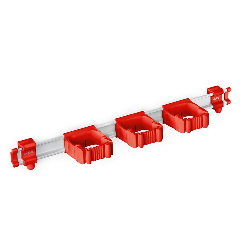 21.5 in. Universal Garage Storage Rail System with 3 Red One-Size-Fits-All Holders - Hercitys