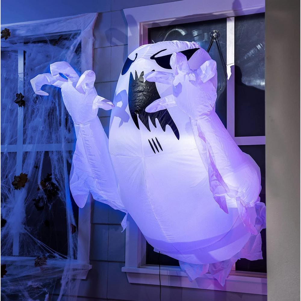 4.5 ft. White Halloween Inflatable Scary Flying Ghost Made of Polyester - Hercitys
