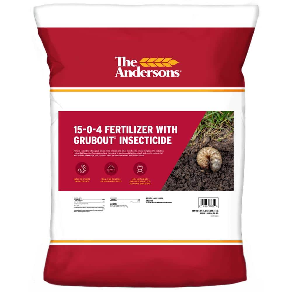 45 lbs. 15,000 sq. ft. 15-0-4 Lawn Fertilizer with 0.2% Grub Out Insecticide - Hercitys