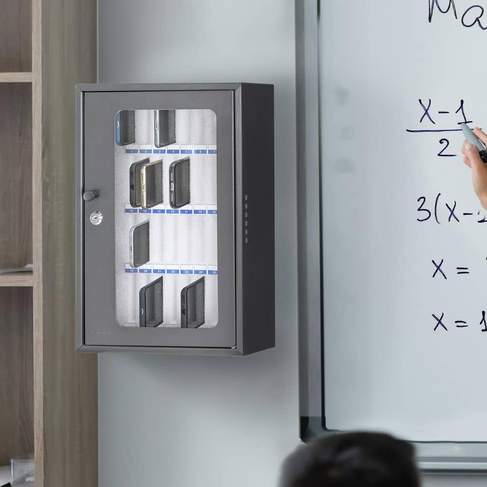 36-Capacity Smartphone Lock Box with Key Lock and Carry Handle - Hercitys