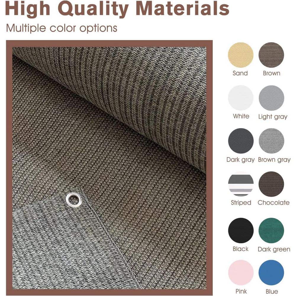 36 in. HDPE Brown Gray Plastic Privacy Garden Fence with UV Protection, Balcony and Deck Wind Block Screen - Hercitys