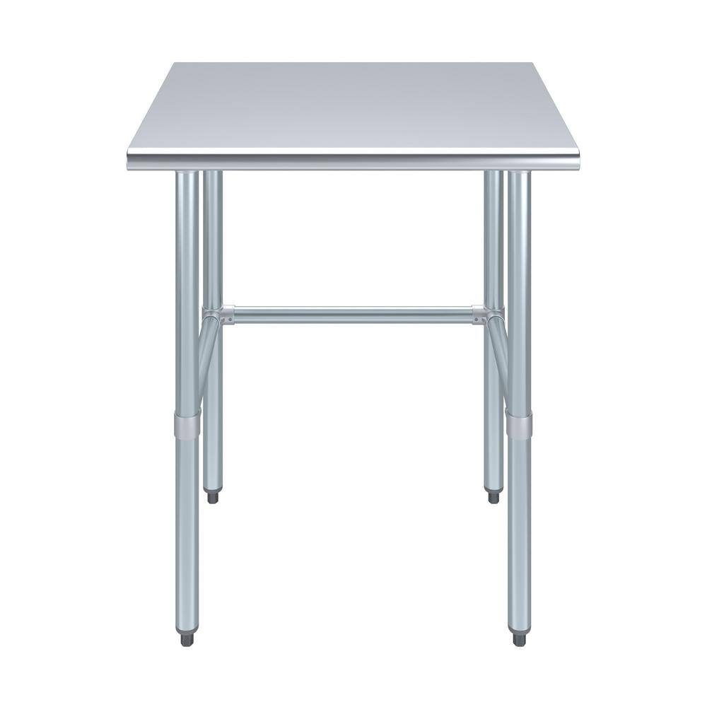 24 in. x 30 in. Stainless Steel Open Base Kitchen Utility Table Metal Prep Table - Hercitys