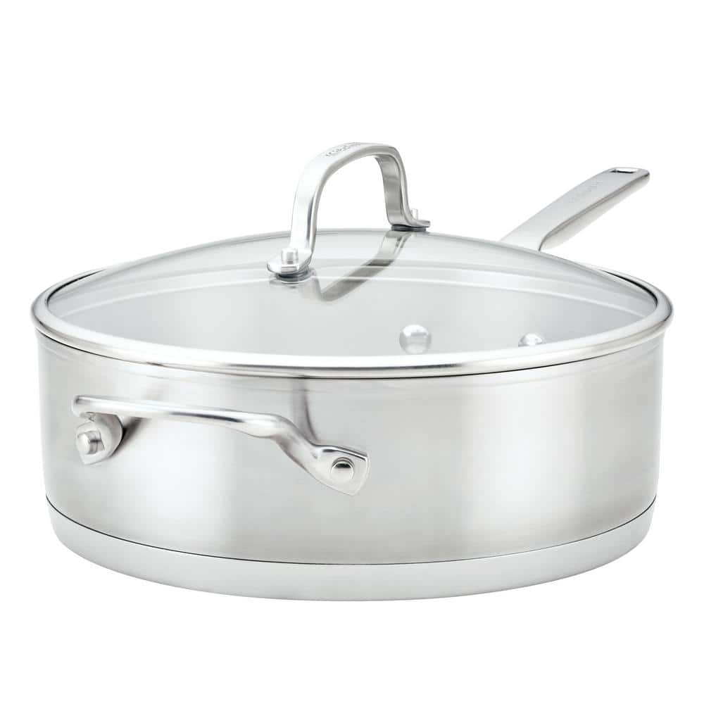 3-Ply Base Stainless Steel 4.5 qt. Stainless Steel Saute Silver - Hercitys