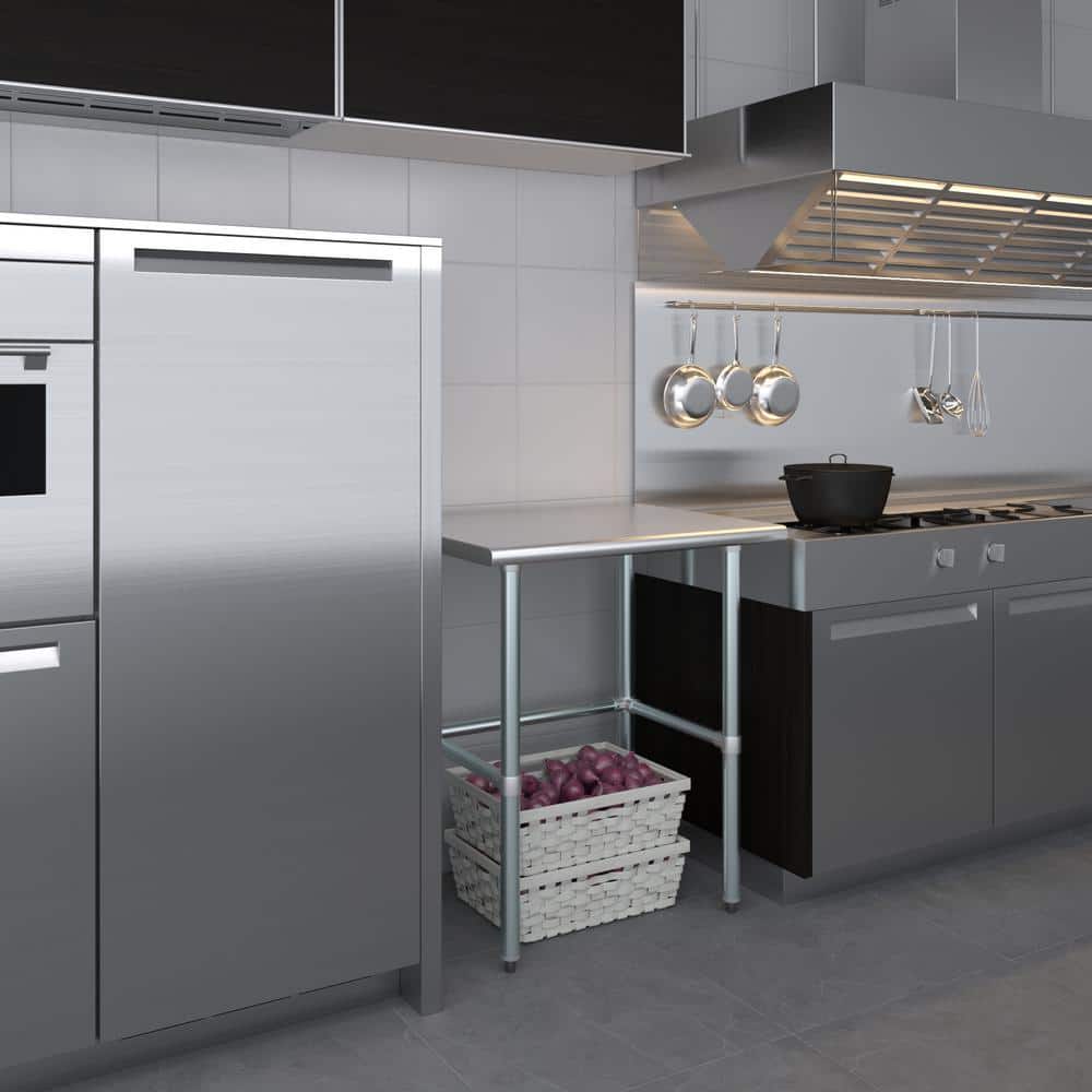 24 in. x 30 in. Stainless Steel Open Base Kitchen Utility Table Metal Prep Table - Hercitys