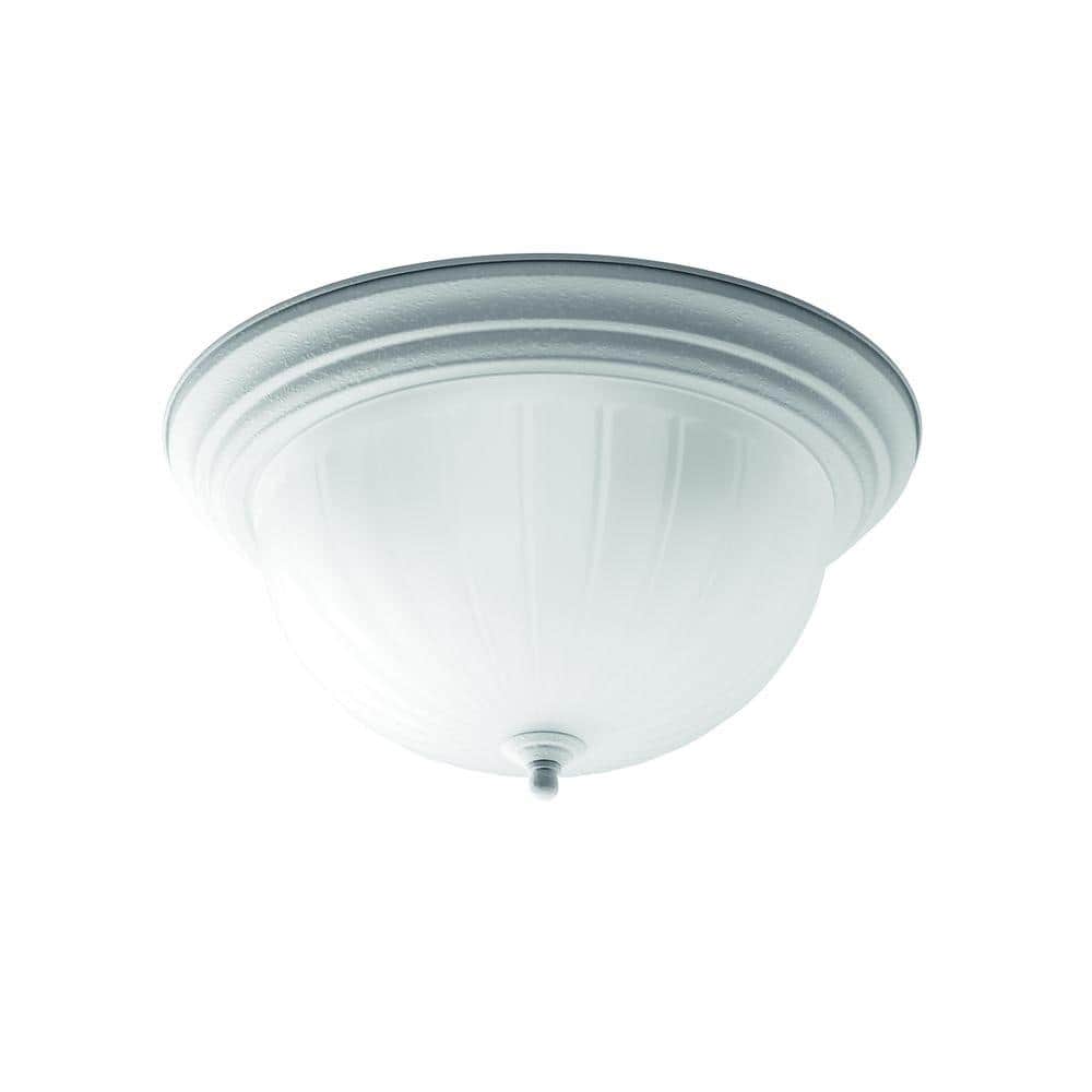 3-Light White Flush Mount with Etched Ribbed Glass - Hercitys