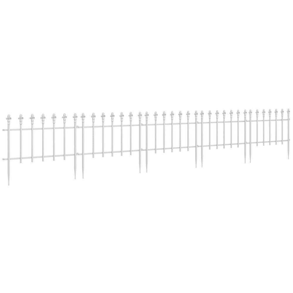 5 Pack 9.2 in. x 17.25 in. Outsunny Metal Decorative Garden Fence, Steel Fence Panels, Decorative Border Fence, White - Hercitys
