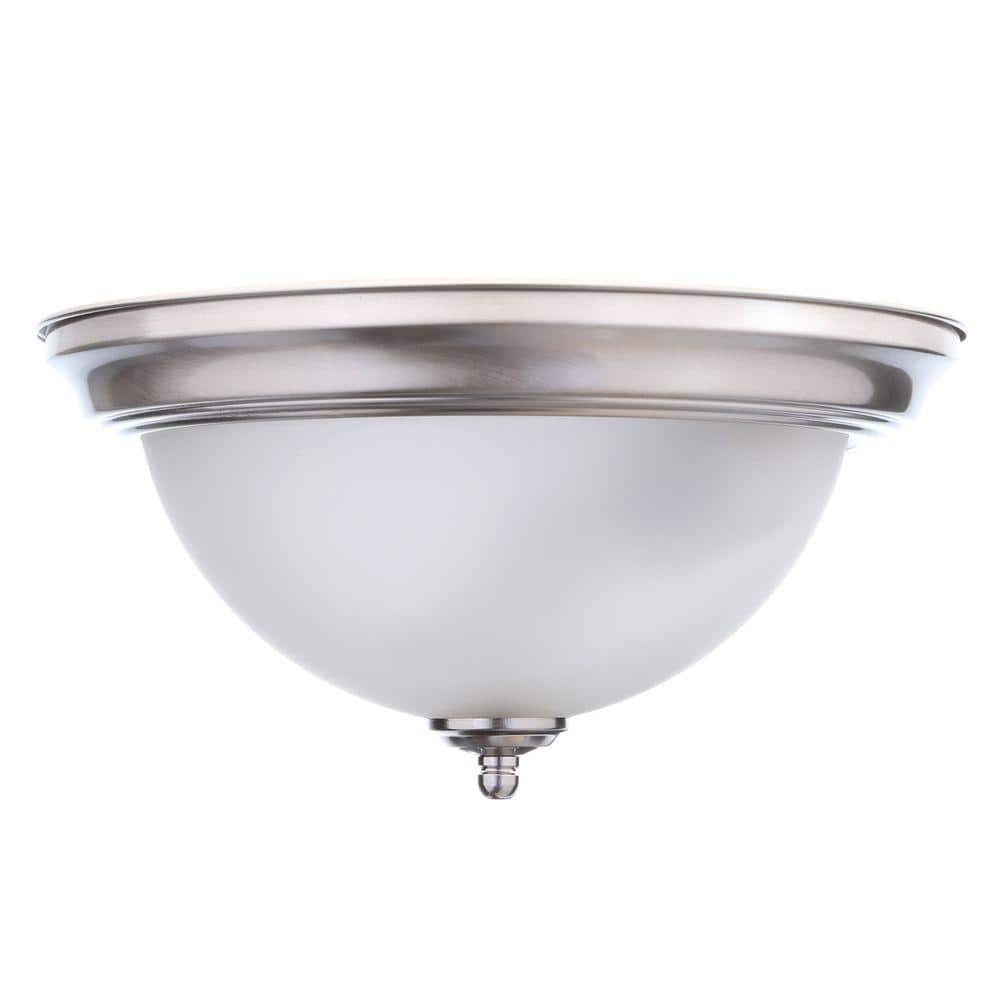13 in. 2-Light Brushed Nickel Flush Mount (8-Pack) - Hercitys