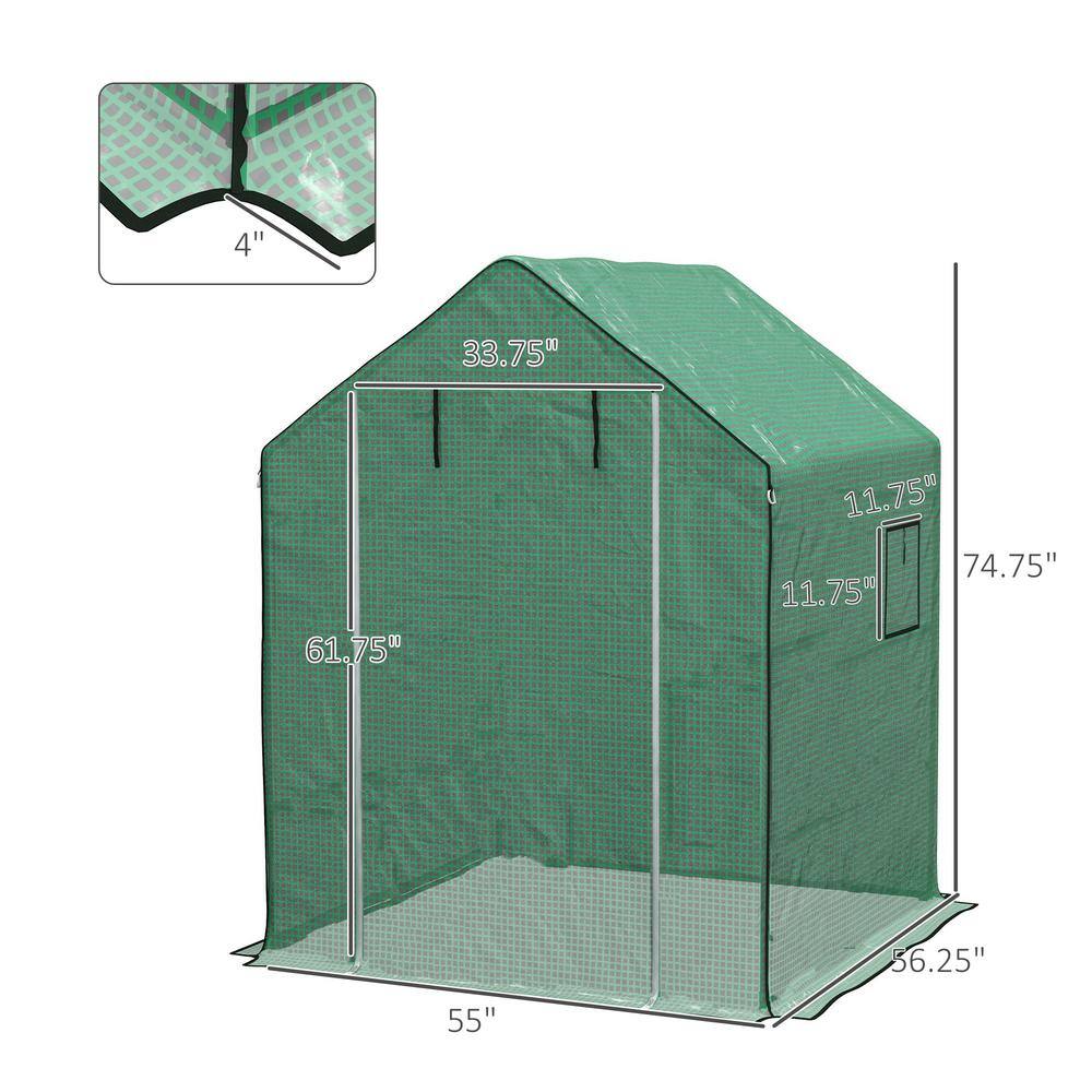 55 in. x 56.25 in. x 74.75 in.  Polyethylene (PE) Green and White Greenhouse Cover - Hercitys
