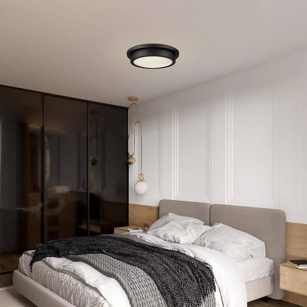 14 in. Light Matte Black 25-Watt Adjustable CCT Integrated LED Flush Mount - Hercitys