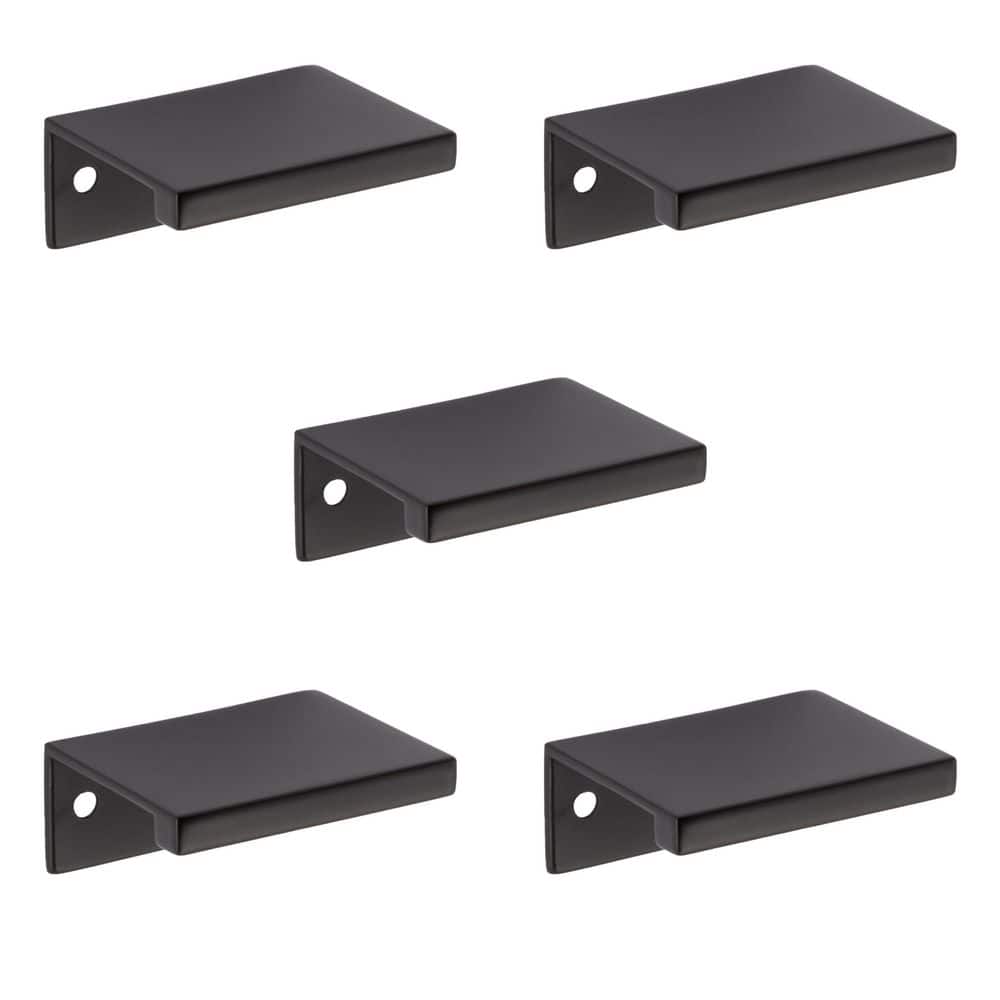5-Pack Ethan 1-1/2 in. (38 mm) Center-to-Center Matte Black Edge Drawer Pull - Hercitys