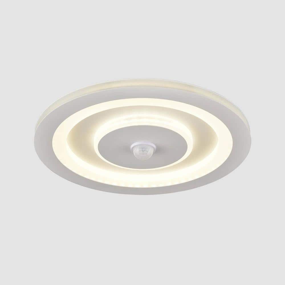 25 in. 1-Light White Flush Mount with No Glass Shade and No Bulbs Included 1-Pack - Hercitys