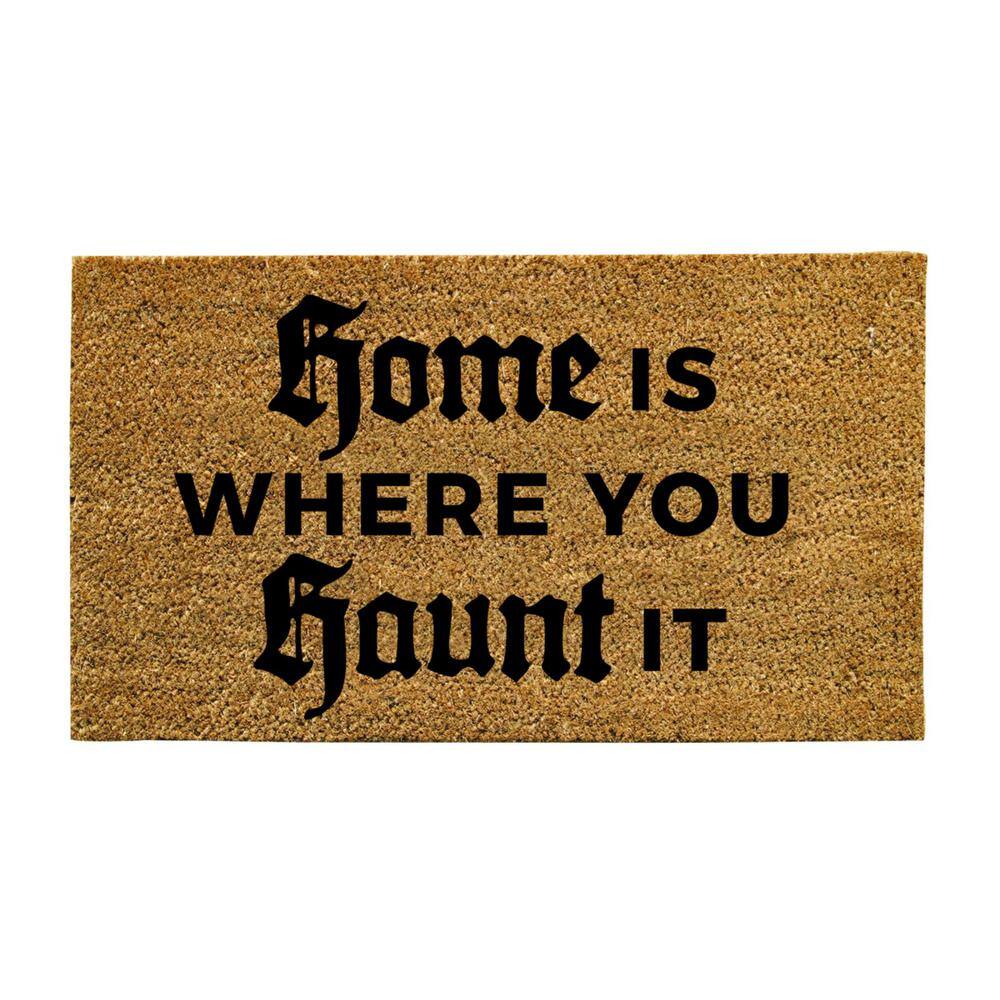 16 in. x 28 in. Nature Coir Halloween Greeting “Home is Where You Haunt It” Door Mat - Hercitys
