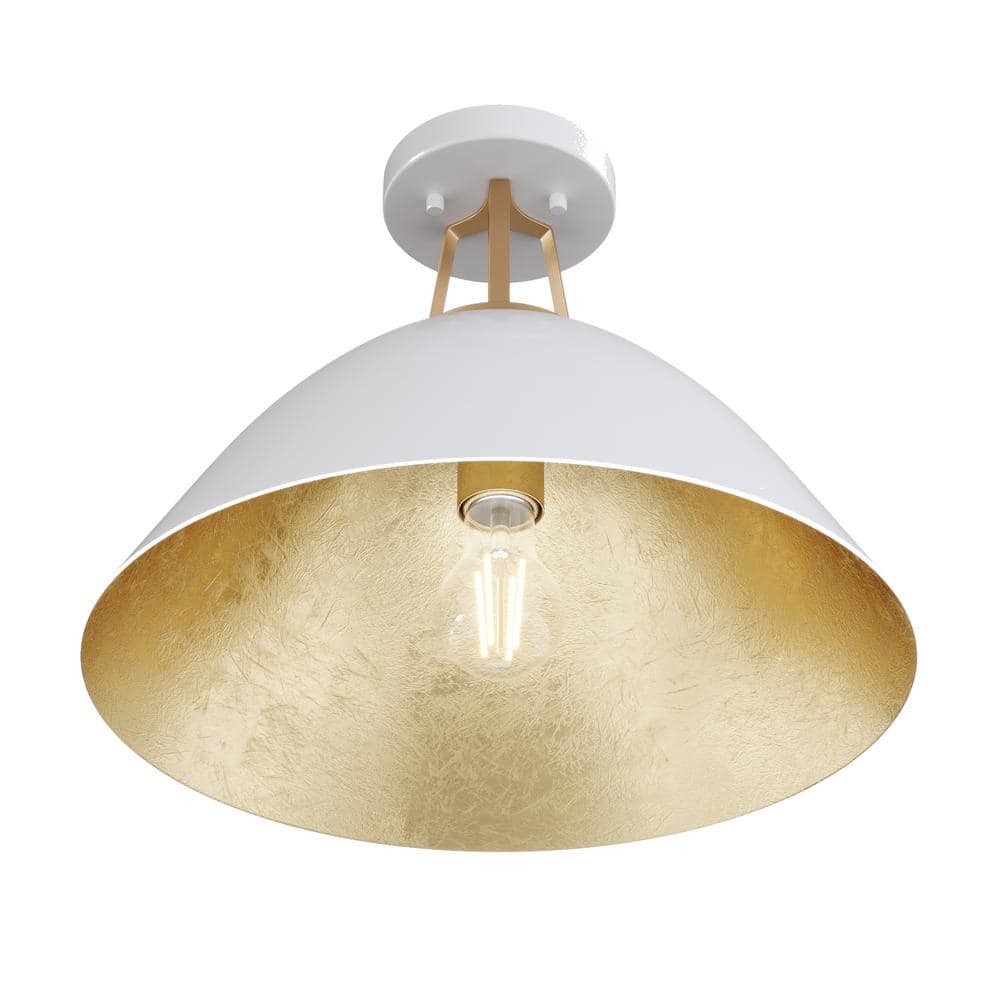 15.8 in. 1-Light Modern Semi-Flush Mount Farmhouse Close to Ceiling Lighting with Metal Shade - Hercitys