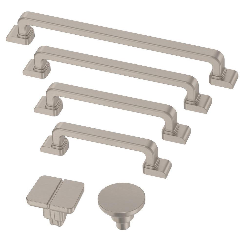 10-Pack Art Deco Streamline Round 1-3/16 in. (30 mm) Modern Satin Nickel Cabinet Knobs - Hercitys