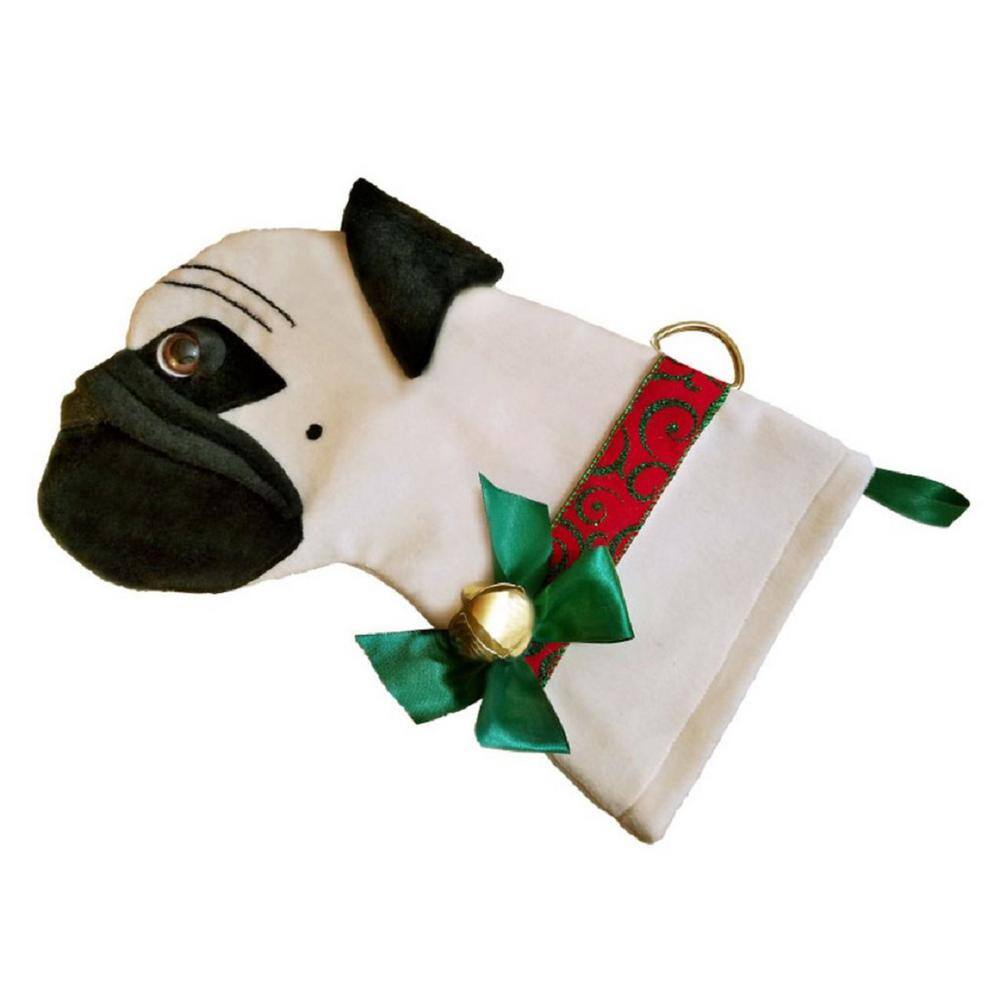22 in. Pug Dog Faux Fur Christmas Stocking - Hercitys