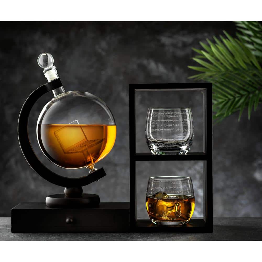 27 oz. 3-Piece Executive Computer Whiskey Decanter and Glasses (Set of 3) - Hercitys