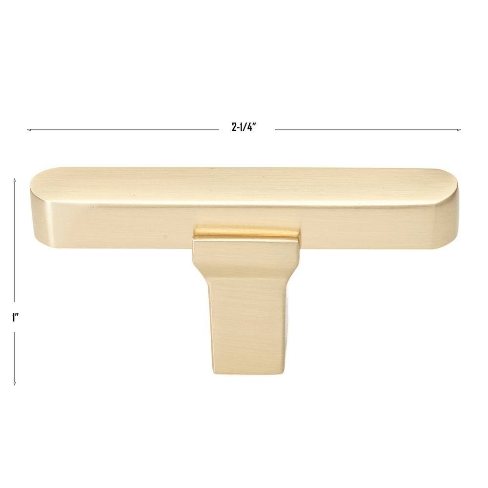 2-1/4 in. Champagne Gold Finish Solid Flat T-Bar Cabinet Knob (10-Pack) - Hercitys