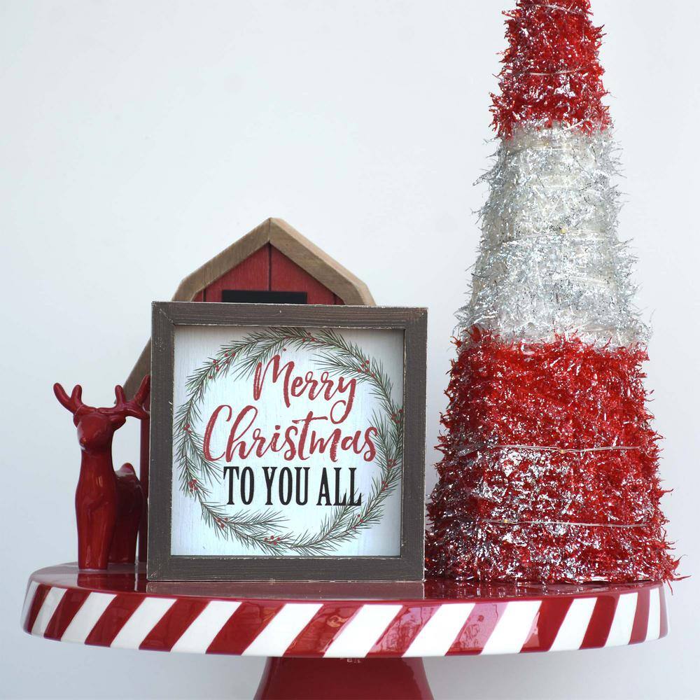 5.875 in. Wood Merry Christmas to You All Christmas Tabletop Sign - Hercitys