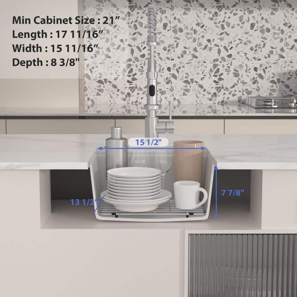 18 in. Undermount Single Bowl White Quartz Composite Kitchen Sink with Bottom Grids - Hercitys