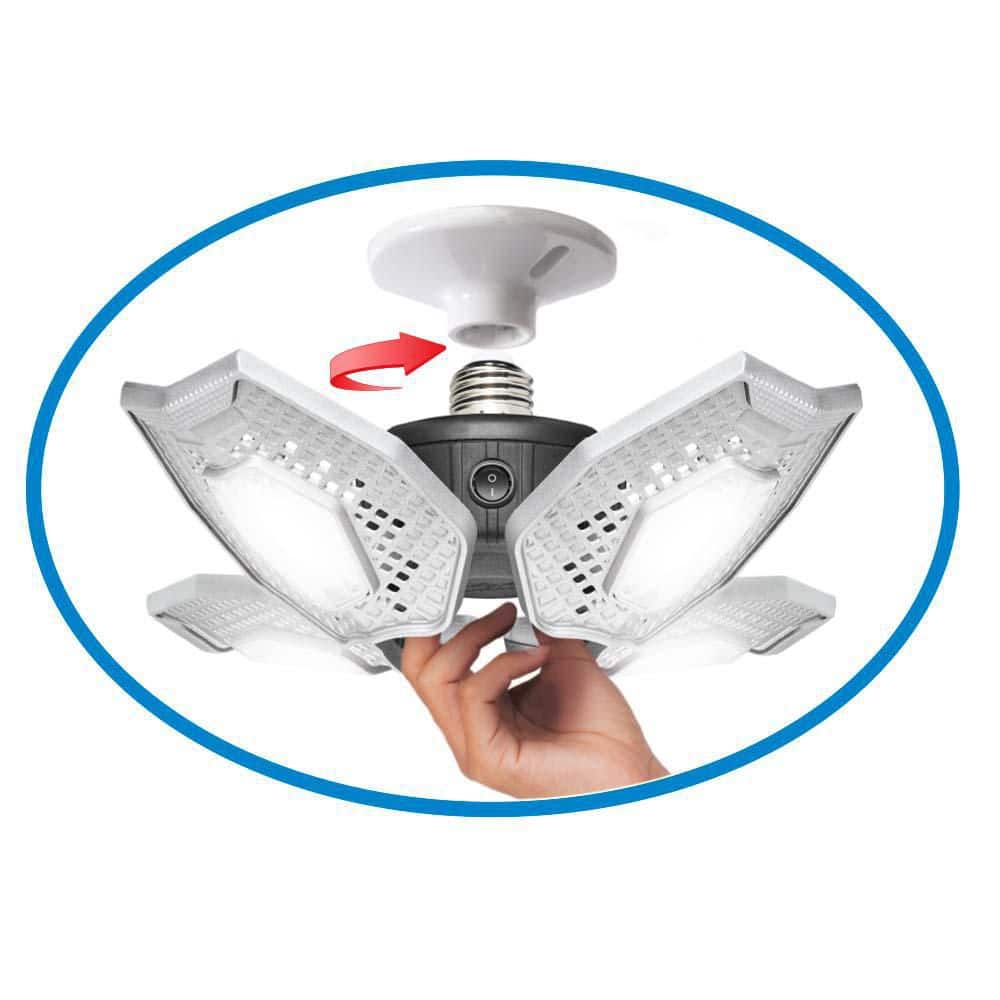 16 in. Black Single Pole 7500 Lumens 4 Panel LED Flush Mount Garage Light - Hercitys