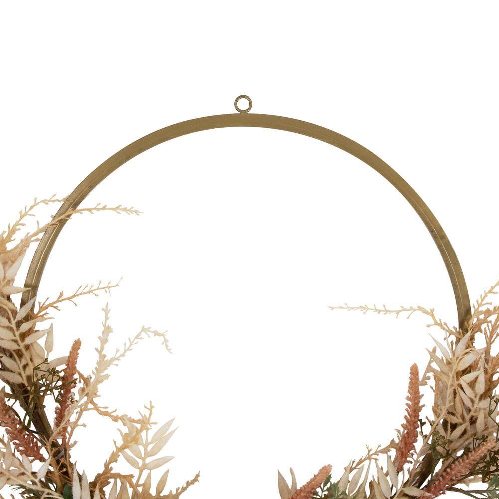 24 in. Unlit Fall Harvest Pale Roses with Foliage Artificial Wreath - Hercitys