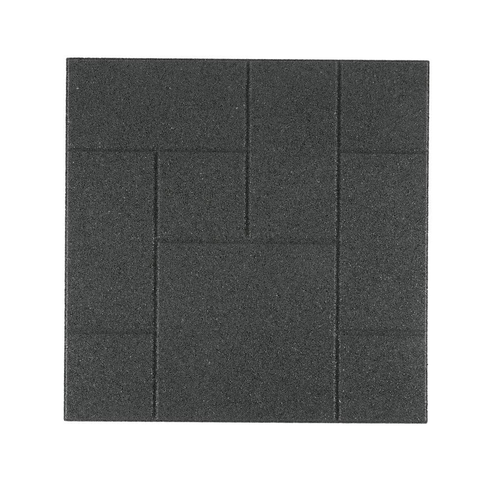 24 in. x 24 in. x 5/8 in. Dark Gray Dual-Sided Rubber Paver (4-Pack) - Hercitys