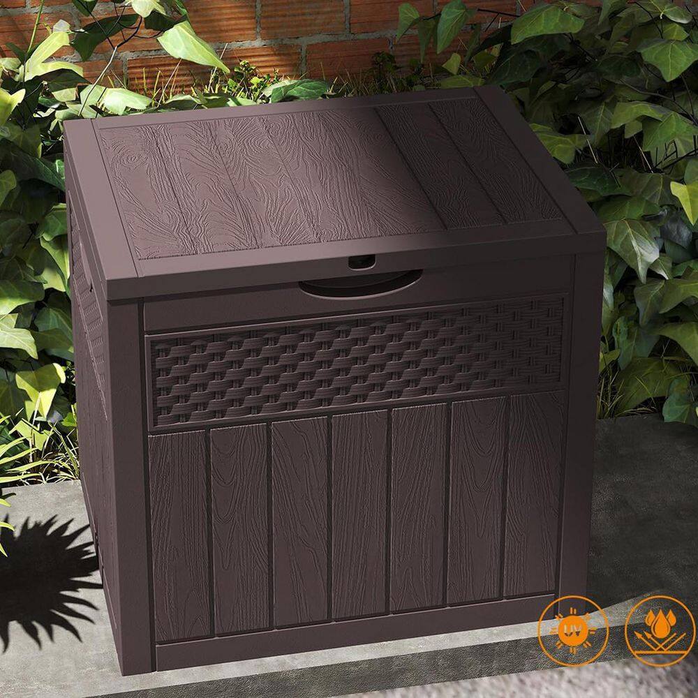 33 Gal. Brown Resin Deck Box with Lockable Lid - Hercitys