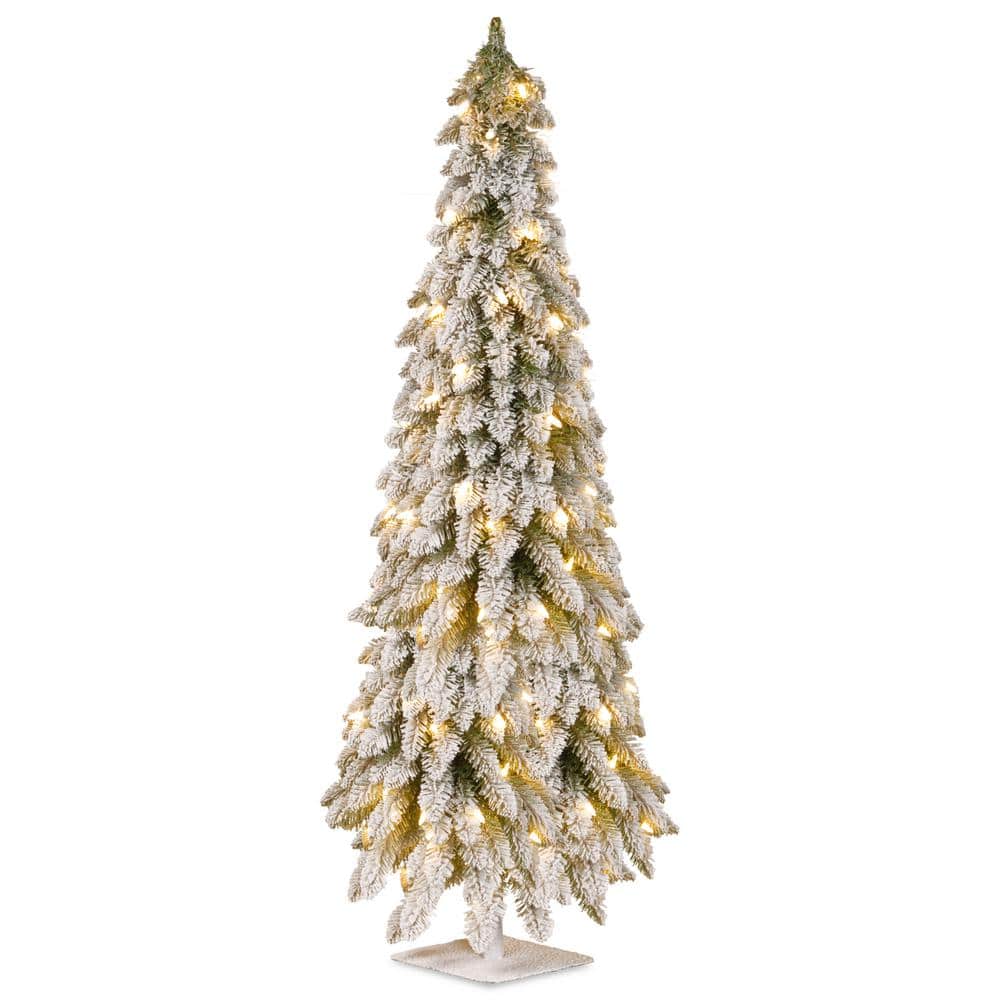 5 ft. Artificial Christmas Snowy Downswept Forestree with Clear Lights - Hercitys
