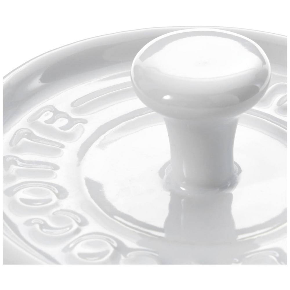 3-Piece White Mini Round Ceramic Cocotte Set with Stand - Hercitys