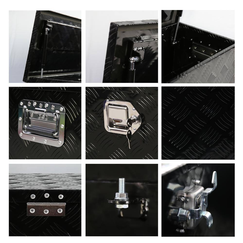 22 Gal. Aluminum Deck Box, Truck Tool Long Box with Side Handle, Lock and 2 Keys - Hercitys