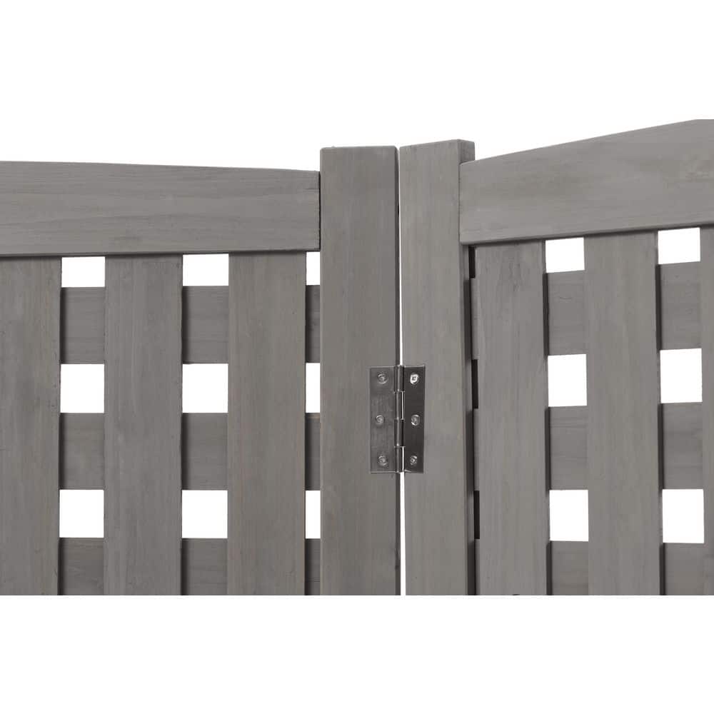 38 in. 3-Panels Wood Garden Privacy Fence in Gray - Hercitys