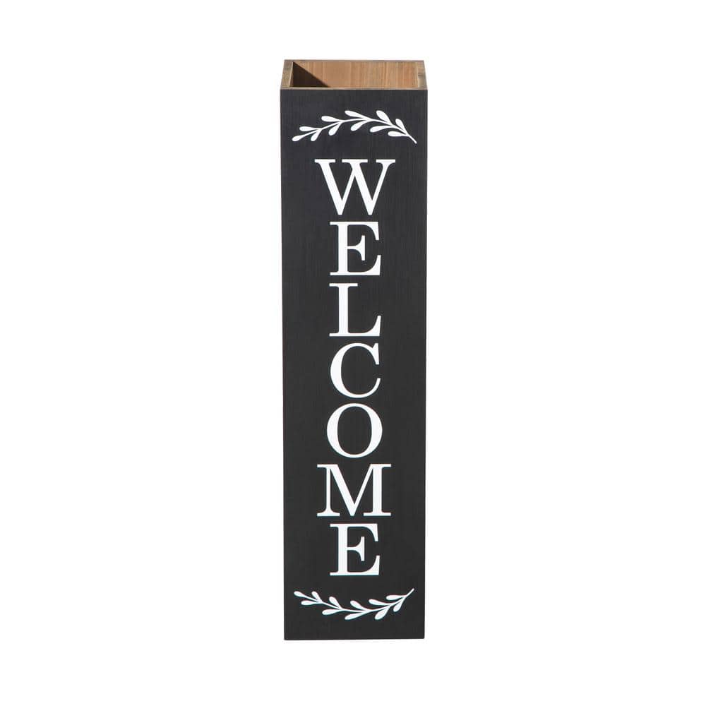 30 in. H Black Double Sided Wooden Boxed “Welcome Porch” Porch Sign - Hercitys
