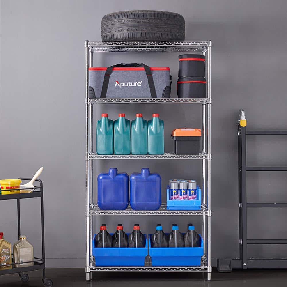 5 Tier Commercial Chrome Shelving Unit 18 in. x 36 in. x 72 in. - Hercitys