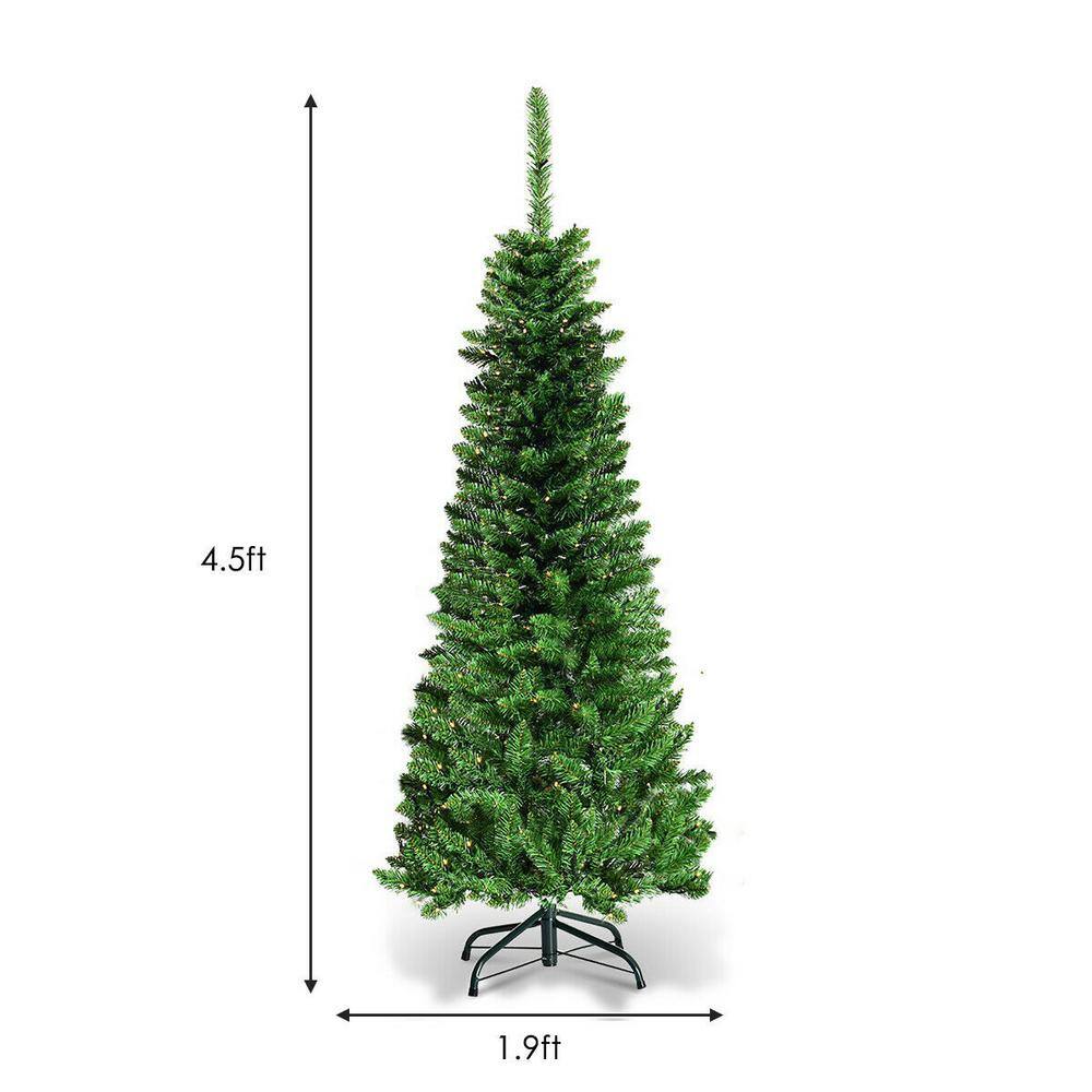 4.5 ft. Pre-Lit LED Fir Pencil Slim Artificial Christmas Tree - Hercitys