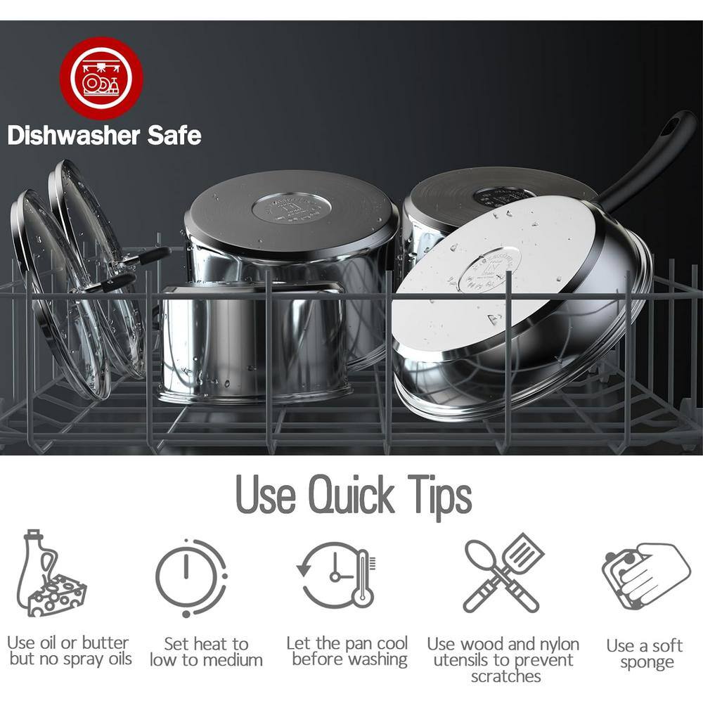 3 qt. Stainless Steel Saucepan Sauce Pot with Lid, Stay Cool Handle, silver - Hercitys