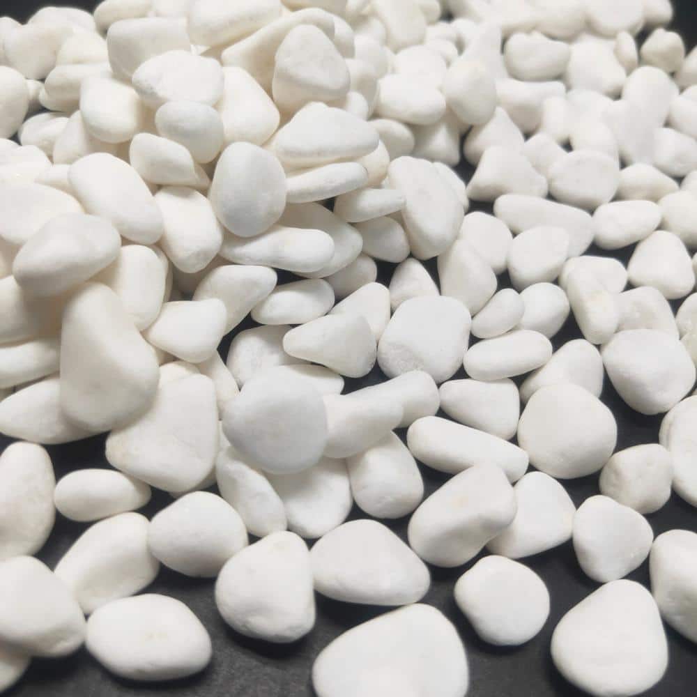 0.40 cu. ft. 0.25 in. to 0.75 in. 30 lbs. Grade A White Polished River Pebbles - Hercitys