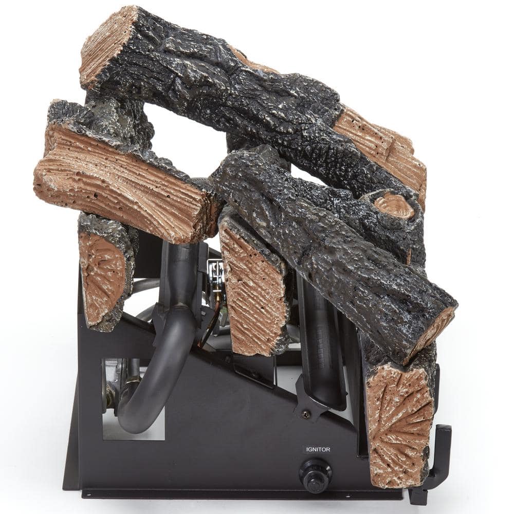 18 in. 30,000 BTU Manual Control Country Oak Vent Free Dual Fuel Gas Log Set - Hercitys