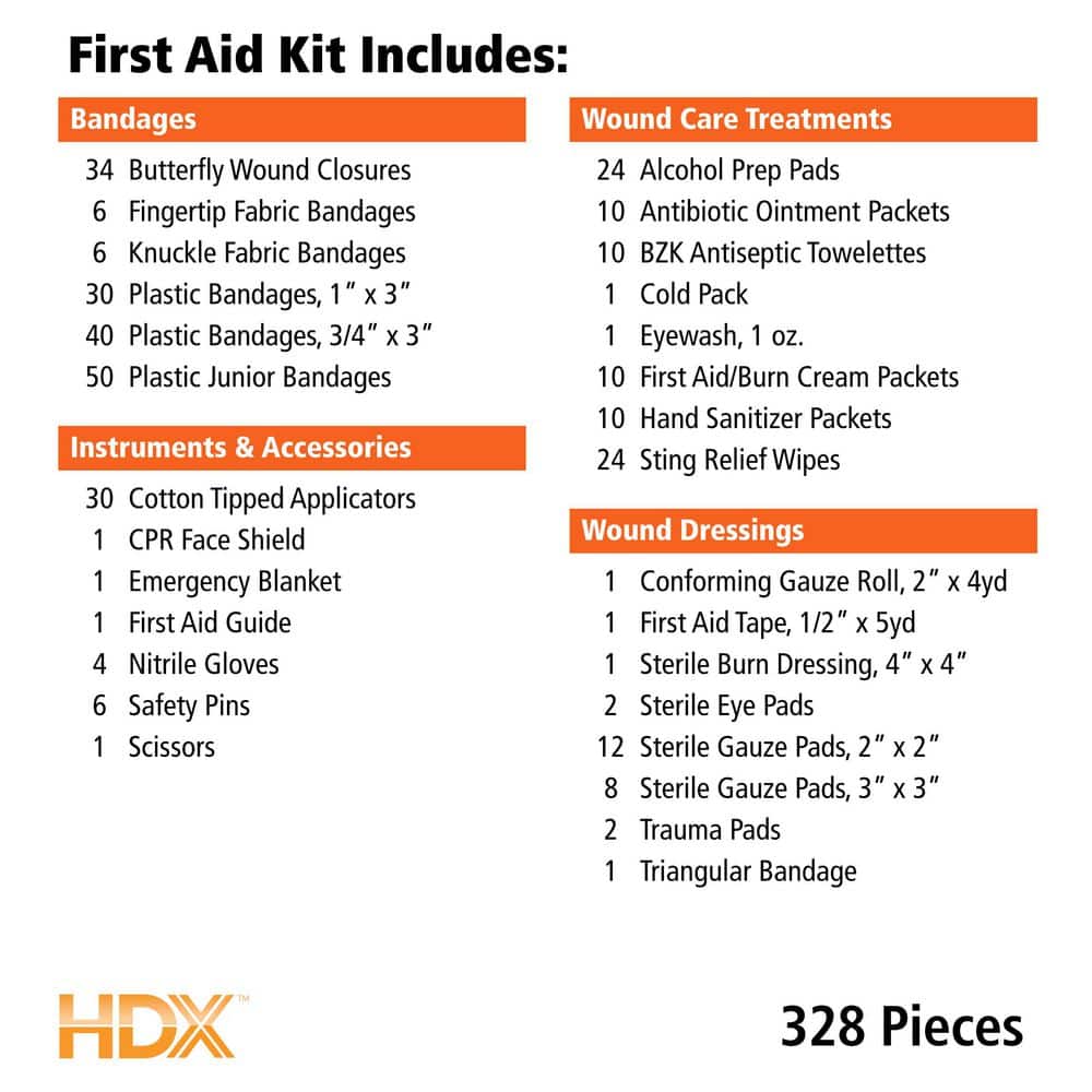 328-Piece ANSI Plastic First Aid Kit - Hercitys