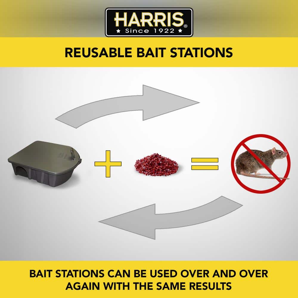 4 lbs./64 Bars All Weather Rat and Mouse Killer and 3 Locking Rat and Mouse Refillable Bait Stations - Hercitys